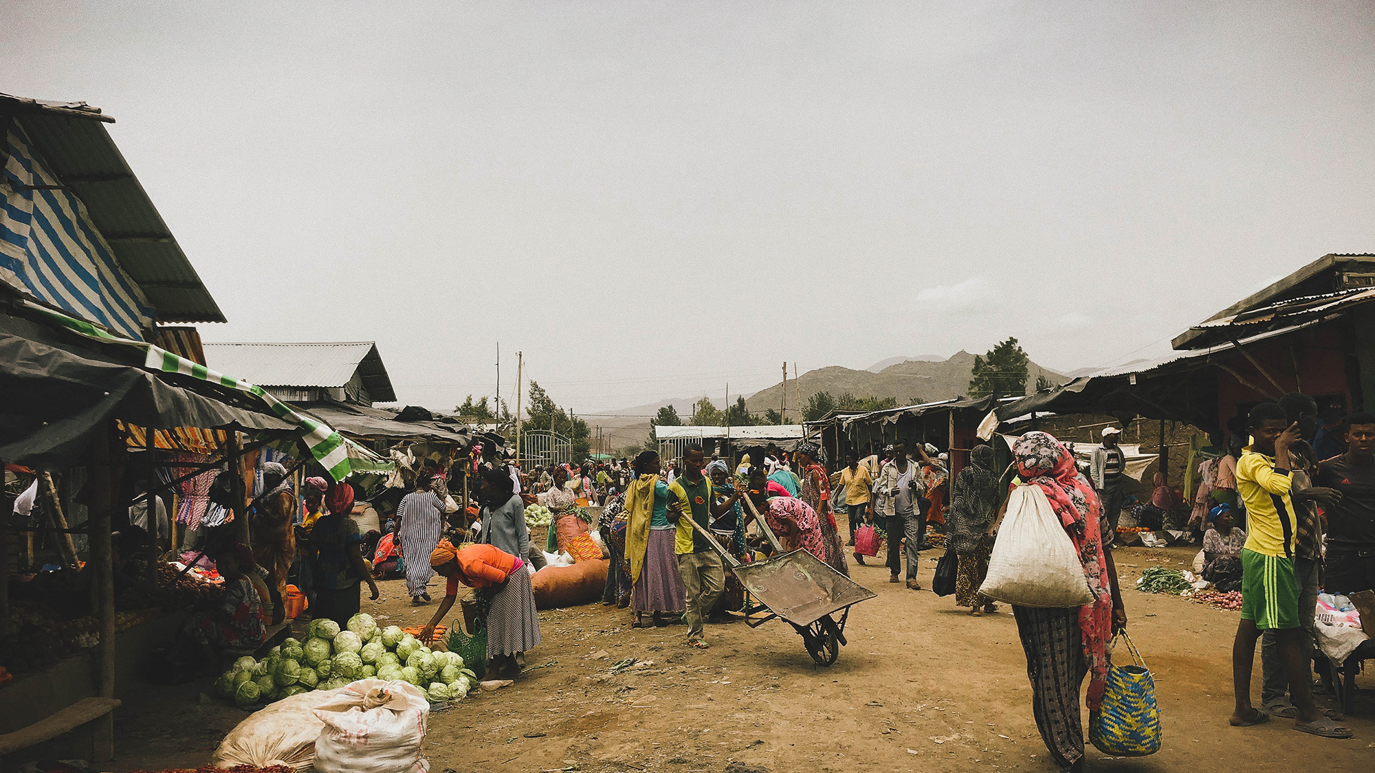 Bustling open-air market in Ethiopia