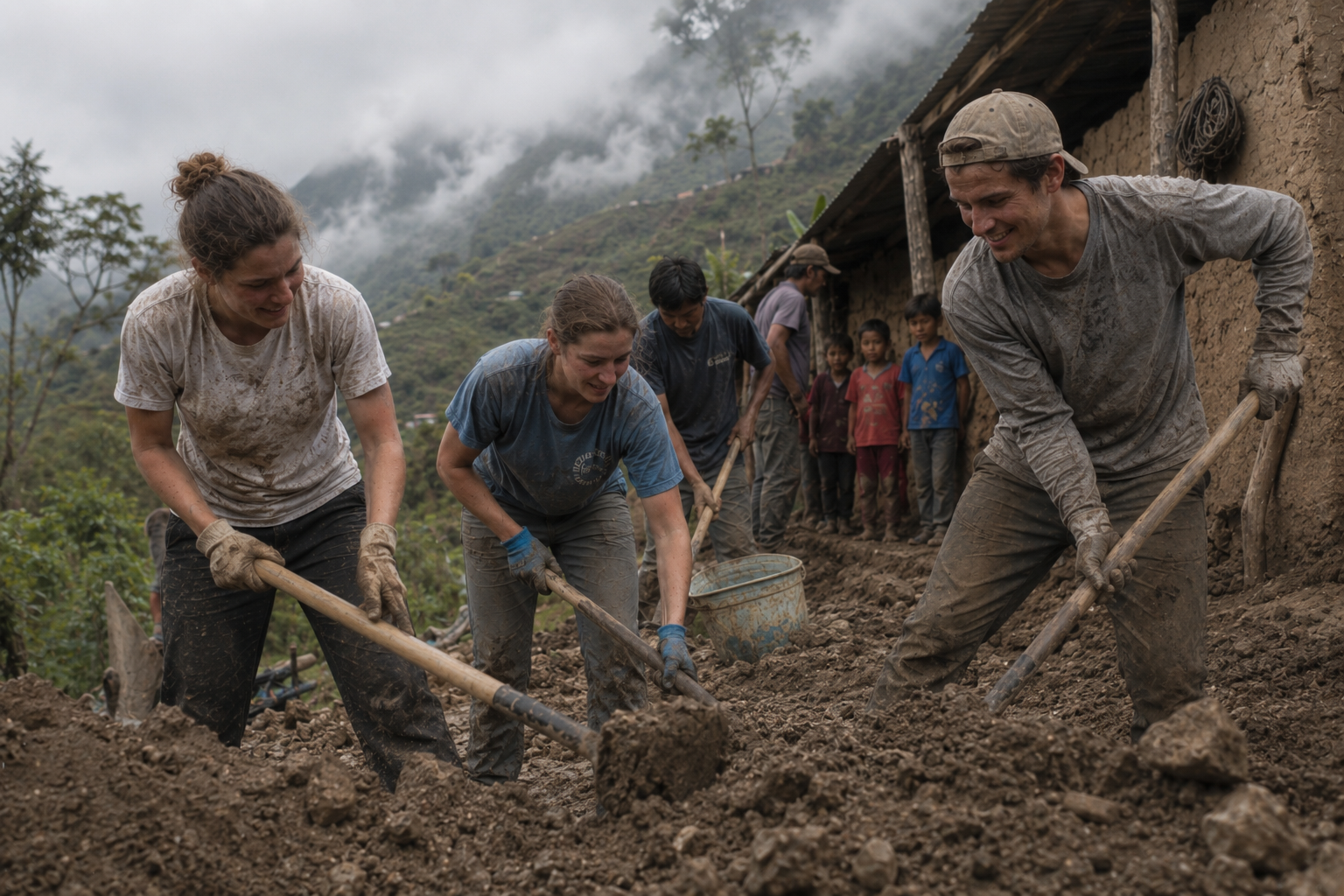 Clearing land with families in the Ecuadorian highlands