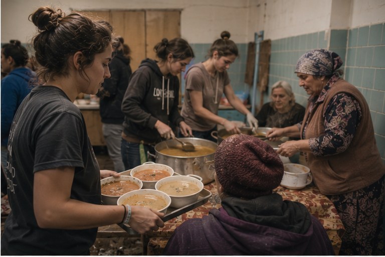 Serving meals in a community kitchen